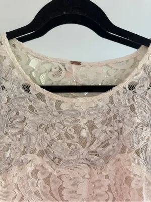 Free people Lace Short Sleeve Dress in Cream size M thumbnail 2
