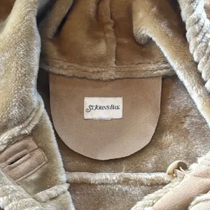 Women’s Vintage St John’s Bay Tan Faux Suede Hooded Coat Faux Fur Lined Size L thumbnail 6