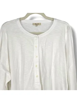 Madewell Bombay Minimalist Casual White Long Sleeve Henley Top Size XL NWT thumbnail 2