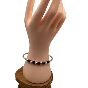 Silpada Sterling Silver and Blue Sodalite beaded flexible cuff bracelet. thumbnail 5