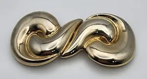 Vintage Dame Gold Tone Modernist Infinity Twist Scroll Belt Buckley thumbnail 1