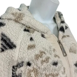 North Face Cream Black Aztec Pattern Fleece Full Zip Hoodie Jacket Women's sz S thumbnail 13