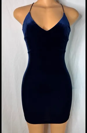 B Darlin Blue velour mini dress thumbnail 1