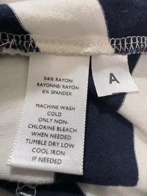 LOFT M Navy White Maxi Skirt Chevron Stripe Rayon thumbnail 8