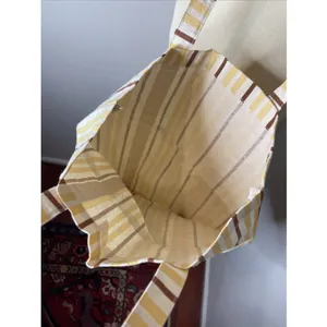 Sézane et Octobre Editions Cotton Tote Bag Tall Brick Stripe Print Yellow Brown thumbnail 7