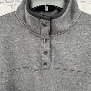 St Johns Bay Top Women's M Gray 1/4 Snap Sweatshirt Pockets Long Sleeve Fleece thumbnail 3