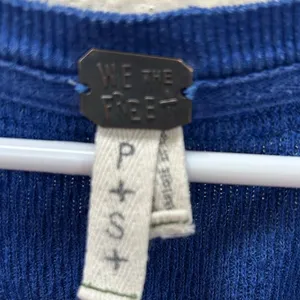Free People "We the Free" Blue Rainbow Embroidered Henley Thermal Top size S thumbnail 10