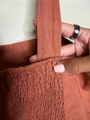 UNIQLO Terracotta Linen Blend Wide Leg Jumpsuit Square Neck Minimalist Small thumbnail 8
