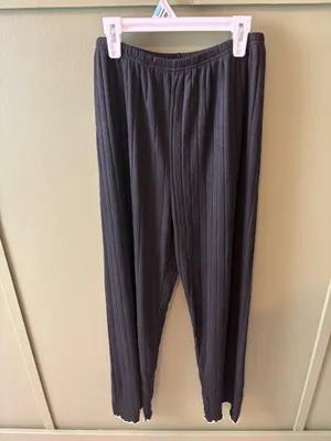Black Ribbed Knit Pajama Set Size L thumbnail 4