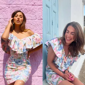 & Other Stories Floral Print Ruffle Dress Cotton Pastel Floral Dress Spring US 6 thumbnail 2