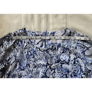 Chico's Blue Veil Snake Print Smocked Puff Sleeve Midi Dress W/ Pockets Size 0 thumbnail 8
