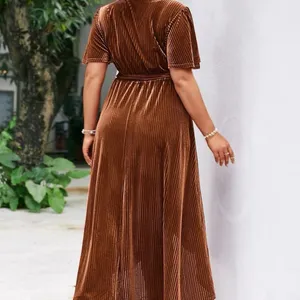 High low tie side wrap velvet‎ dress thumbnail 4