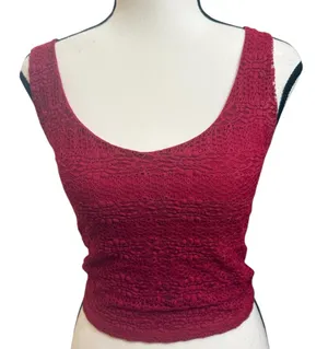 Forever 21 | Burgundy Lace Crochet Scoop Tank size small thumbnail 1