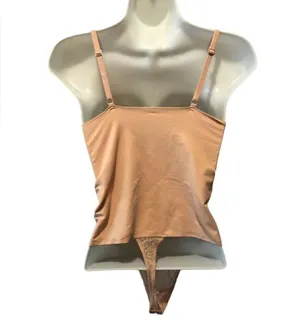 Sofia Intimates Lacy Shaper Sz. L Nude Thong One Piece Stretch Med Compression Tan Size L thumbnail 3
