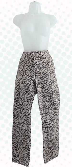 La Vie Rebecca Taylor Beige Leopard Print Barrel Leg High Rise Jeans Size 29 thumbnail 1