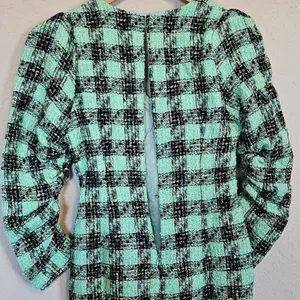 Atoir Leave Me Be Dress Aspen Green Plaid Tweed Mini Dress XS NWT Ruffle thumbnail 4