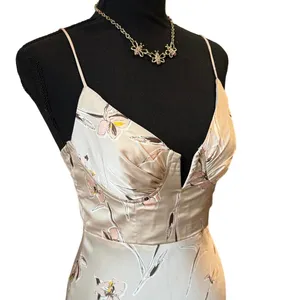 NWT Selfie Leslie LAKE COMO FITTED BODICE MIDI DRESS ORCHID PRINT BEIGE XS thumbnail 5