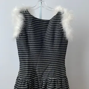 Victor‎ Costa MobWife Quirky Dainty Victorian Dress 12 Black Striped Party thumbnail 2