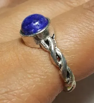 Lapis lazuli Ethnic Sterling Silver Gemstone Ring No Stamp Ring size - 6.75 thumbnail 2