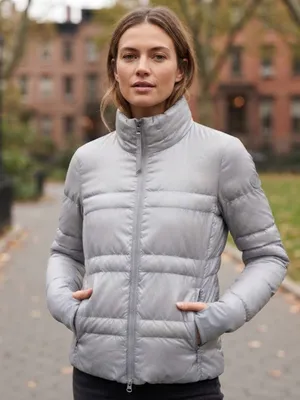 Vuori Women’s Goose Down Puffer Jacket Size Medium Light Weight Gray  thumbnail 1