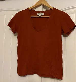 Forever 21 With Purpose Rust Orange T Shirt Small Deep V Neck Short Sleeve thumbnail 1