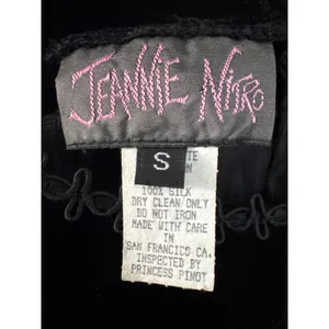 Late 80s Jeannie Nitro Gothic black velvet silk floral embroidered corset gown s thumbnail 15