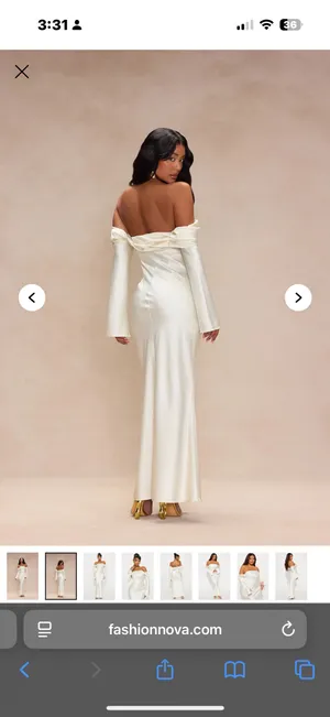 FashioNova Satin White Long Sleeve Dress thumbnail 4