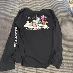 Vineyard Vines Shirt Black Medium Ski Snow Pink Whale Pocket Logo Long Sleeve thumbnail 9