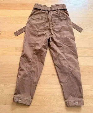 Anthropologie 4 Ellie Embroidered Brown Utility Pants Belted High Waisted Size 2 thumbnail 9