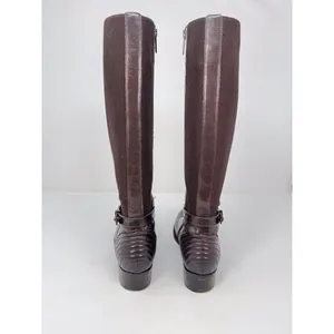 Aquatalia Womens Boots Brown Leather Knee High Tall Zip Up Riding Italian US 6.5 thumbnail 6