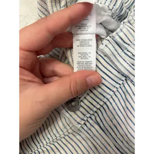 Aerie Shorts Womens Medium Blue White Stripe Pleated Long Elastic Waist thumbnail 4
