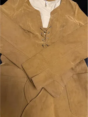 Free People Faux Suede Mini Dress Brown Tan Lace-Up Long Sleeve XS NWT thumbnail 4