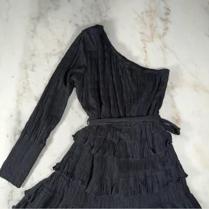 Hello Molly Dance The Night Away Black One-Shoulder Ruffle Mini Dress 8 New NWT thumbnail 11