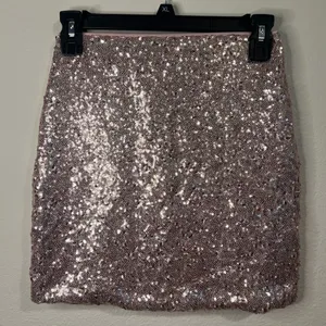 Sparkle Sequin Mini Skirt in Dusty Rose Pink thumbnail 1