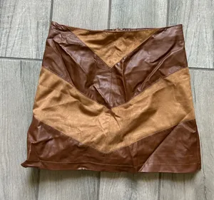 Forever 21 Brown Two-Tone Patchwork Mini Skirt thumbnail 1
