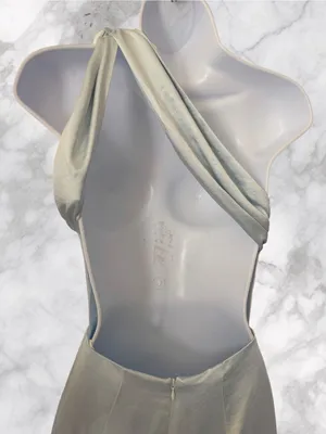 Lovers + Friends- Bella Gown One-Shoulder Satin in Light Silver-Blue Size XXS thumbnail 7