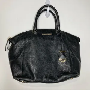Michael Kors black pebbled‎ leather handbag large thumbnail 1