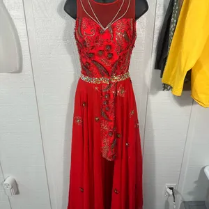 Gail McInnes Designs Red Sleeveless Dress with Detachable Skirt See Measure EUC thumbnail 2