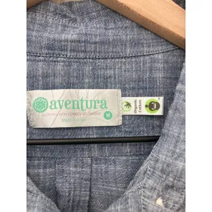 Aventura Organic Cotton Granola Gritty Boho Chambray Denim Blue Button Up Shirt thumbnail 2