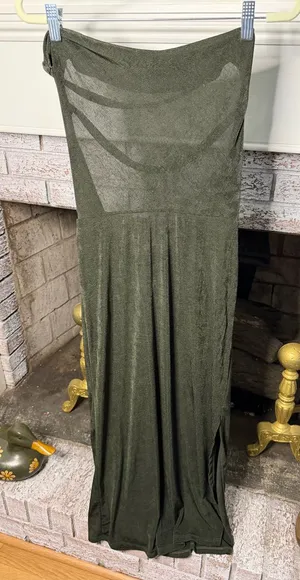 Free People Olive Green Strapless Maxi Gown thumbnail 1
