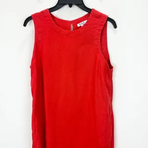 Madewell Mini Shift Dress in 100% Linen A Line Embroidered Hem Wild Poppy M thumbnail 8