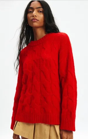Urban Outfitters lofty Red Cable Knit Sweater thumbnail 1