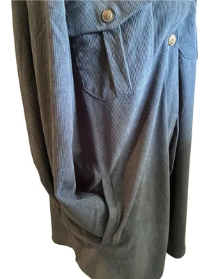 Eytino Women's Plus Size Long Sleeve Button Down Navy Blue Corduroy Jacket NEW thumbnail 5