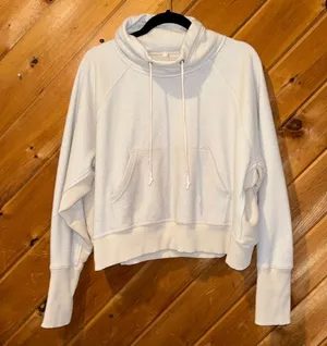 Free People movement westlake funnel cowl neck crop sweater in cream thumbnail 3