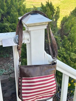 Minicci Americana Stars & Stripes Canvas Crossbody Bag - Brown & Red/White/Blue thumbnail 14
