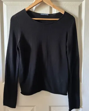 Brandy Melville Black Grunge Long Sleeve Sweater Gorpcore Indie Sleaze Fall Sz S thumbnail 1