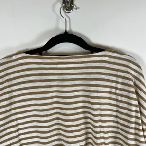 J. Jill Striped Cotton Long Sleeve Tee Brown White Boat‎ Neck Petite Medium thumbnail 9