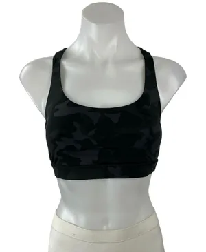Lululemon Black Cross Back Scoop Neck Workout Athletic Sports Bra Crop Top Sz S thumbnail 1