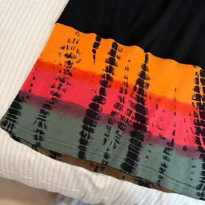 y2k boho indie sleeze vacation beach black maxi skirt with tie dye hem thumbnail 5