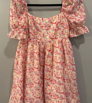 Entro Meet Me In Santorini Brushstroke Patterned Babydoll Dress thumbnail 1